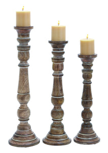 Classy Wood Metal Glass Candle Holder