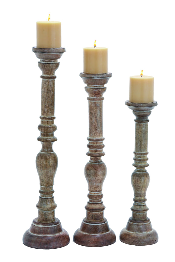 Lovely and Elegant Wood Metal Glass Candelabra