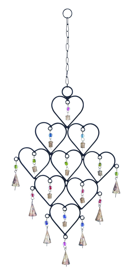 Metal Heart Wind Chime with artistic design