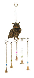 Owl Wind Chime Golden Wire Detailing in Colored Beads