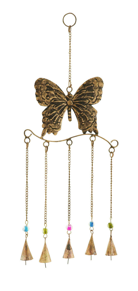 Butterfly Wind Chime in Attractive Antique Brass Finish