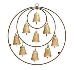 Bell Plaque 3 Circles with 9 Bells and Attached with Hook