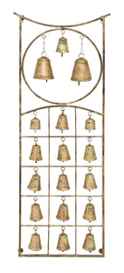 Metal Bell Wall Hanging Plague with Eighteen Bells in Exquisite Circle and Square Design