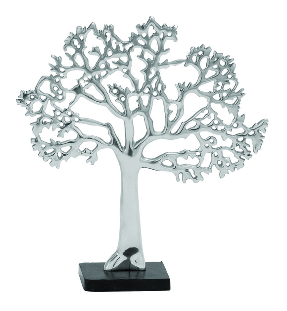 Exquisite Aluminum Tree Décor in Rich Silver Finish and Black Base