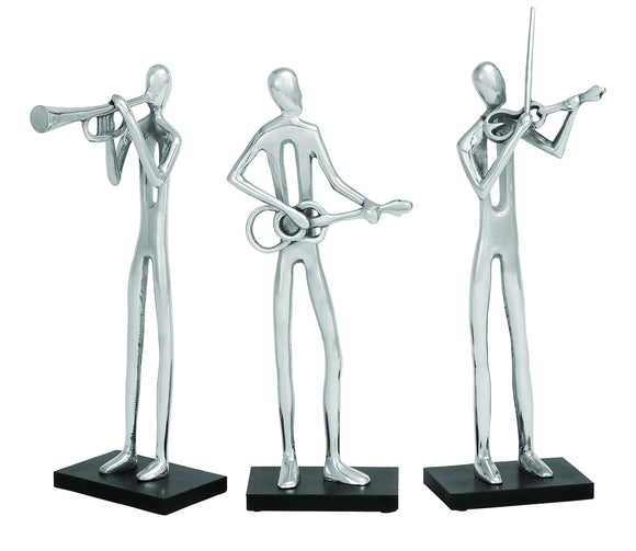 Modern Assorted Aluminum 3 Different Musician - Set of 3