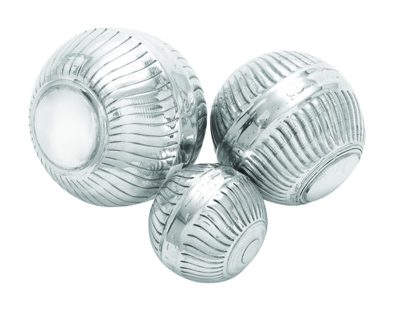 Set of 3 Aluminum Decor Ball in Silver Finish