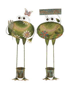 Creative Styled Standing Metal Frog Planter 2 Assorted