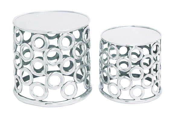 Set of 2 Aluminium Stool with Metallic Finish