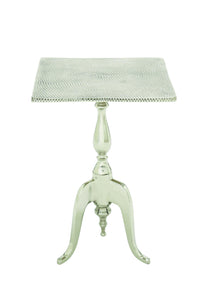 Accent Table with Square Shaped Hammered Table Top in Chrome Finish