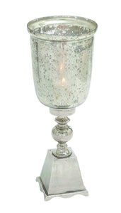 Exquisite Hurricane Glass Candle Lantern with Metal Base