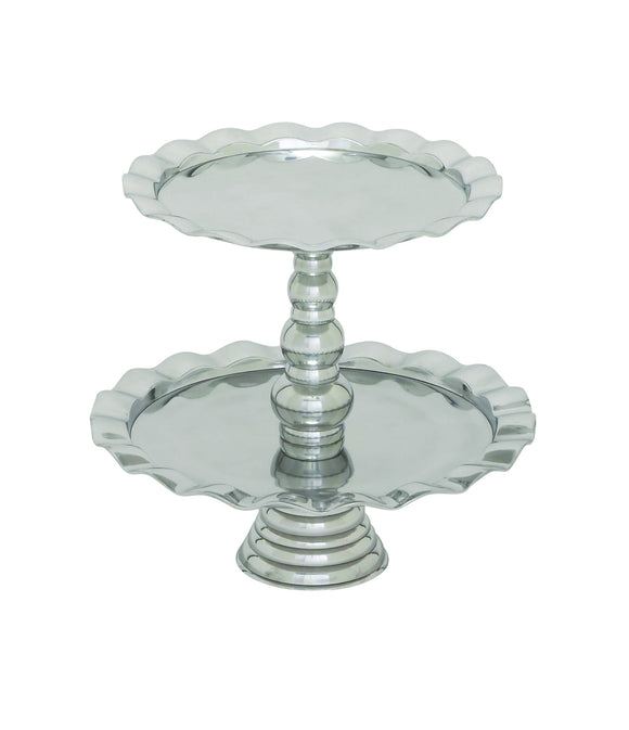 Stainless steel two tiers cupcake stand designed with curved edges