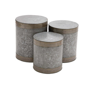 The Impressive Set of 3 Metal Galvanized Stool