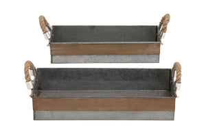 Antique and Classy Set of Two Galvanized Tray