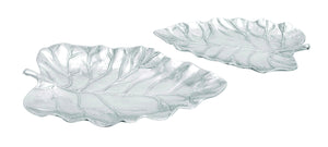 Set of 2 Metal Leaf Tray with Polished Metallic Finish