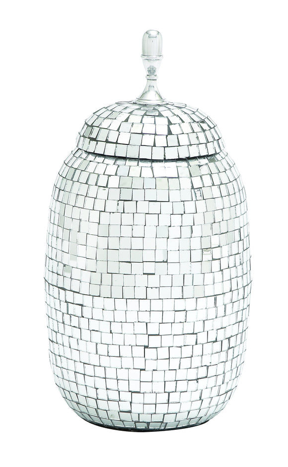 Traditional Hand Crafted Metal Mirror Mosaic Jar