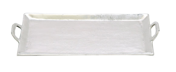 Polished Aluminum Rectangle Tray with Two Handles in Minimalistic Design