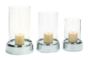 The Beautiful Set Of 3 Aluminium Glass Candle Holder