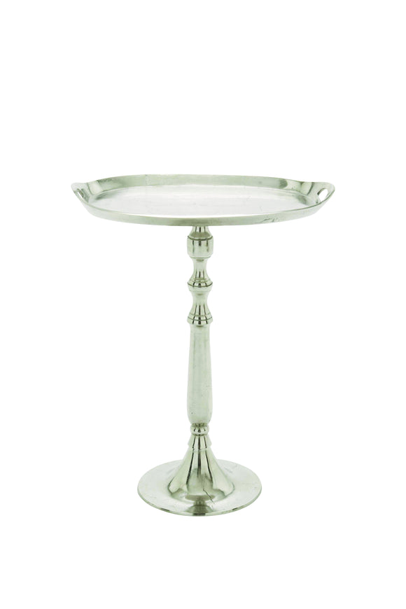 Contemporary Oval Shaped Aluminum Tray Table in Silver Finish (Small)