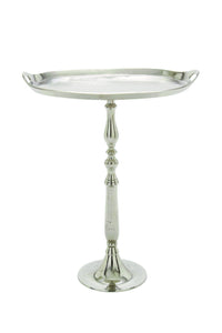 Contemporary Oval Shaped Aluminum Tray Table in Silver Finish (Large)