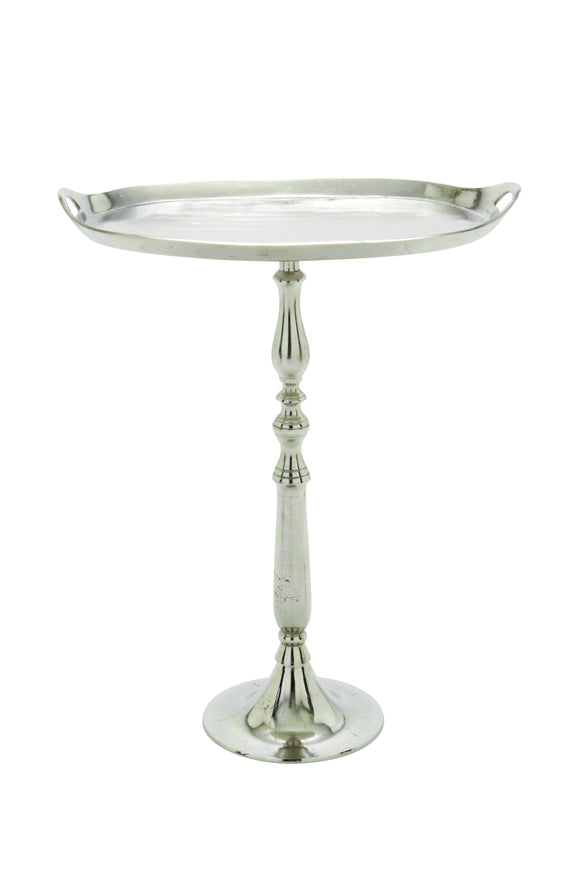 Contemporary Oval Shaped Aluminum Tray Table in Silver Finish (Large)