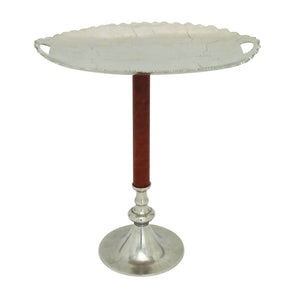 Unique Tray Stand Featuring Exquisite Tray Top with Curved Edge Design and Leather Covered Stand