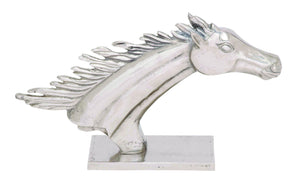 Polish Aluminum Horse Head Showpiece With Weathered Accents