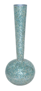 Long Neck Decanter Vase With Blue Mosaic Mirror Tiles (Large)