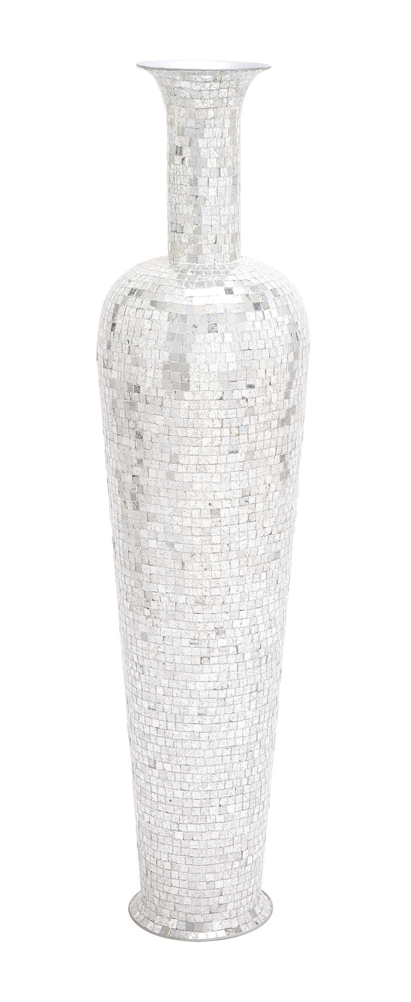 The Slender Metal Mosaic Silver Vase