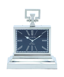 Nickel Plated Table Clock with Three Tier Base