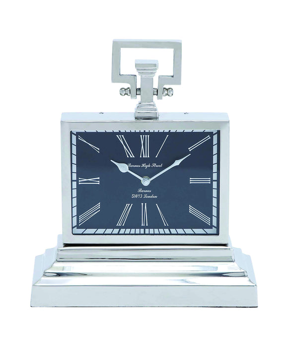 Nickel Plated Table Clock with Three Tier Base