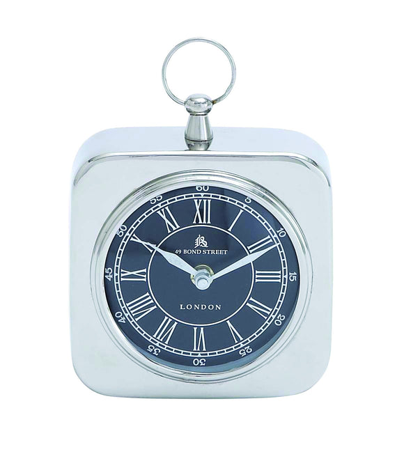 Nickel Plated Table Clock with Modern Detailing