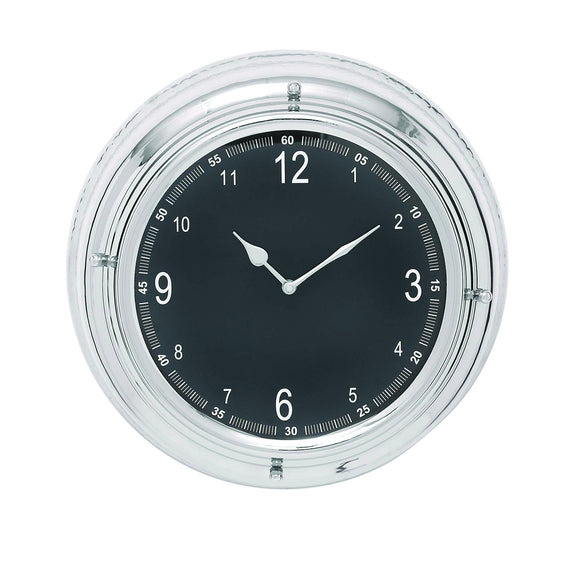 Elegant and Circular Metal Wall Clock with Nickel Plated Frame