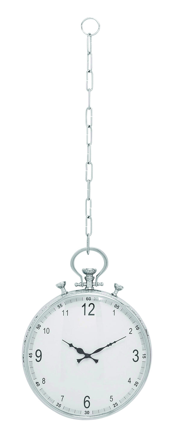 Metal Hanging Wall Clock in a Classic Pocket Watch Design