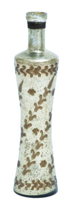 Glass Bottle Accented with Light Brown and White Pattern