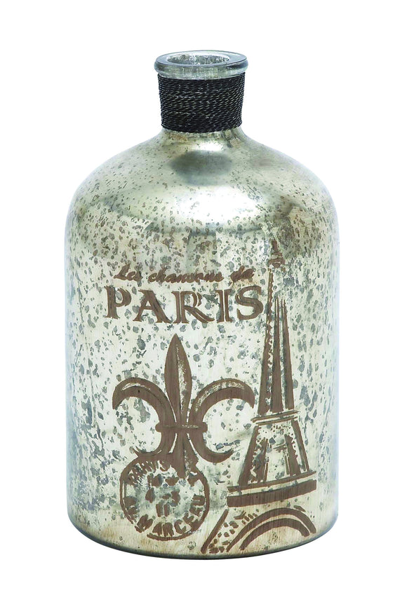 Unique and Attractive Glass Bottle Brown and White Print