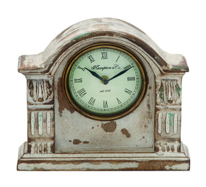 Traditional Wooden Mantle Clock with Weathered Looks