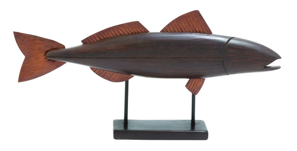 Handcrafted Showpiece Wooden Fish on Stand Home Décor