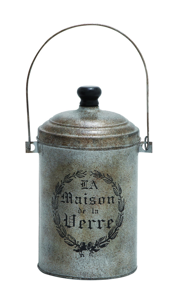 Antique Styled Metal Galvanized Canister