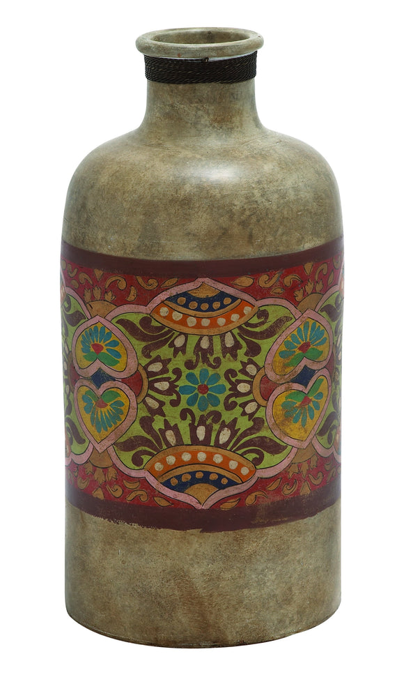 Hand Made Terracotta Pot with Beautiful Floral Hand Paintings