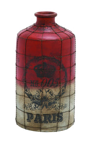 Elegant Terra Cotta Bottle in Wire Mesh with Vintage Label