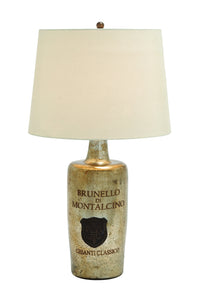 Glass Table Lamp with Vintage Label and Italian Writings