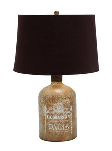 Tinted Glass Table Lamp with Dark Colored Shade