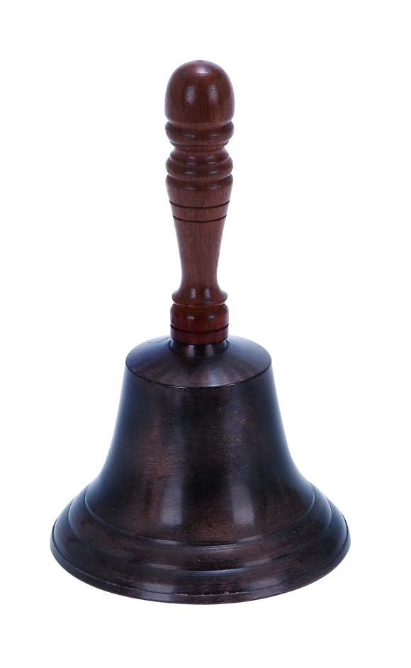 ALUMINUM WOOD HAND BELL 8 INCHES HIGH