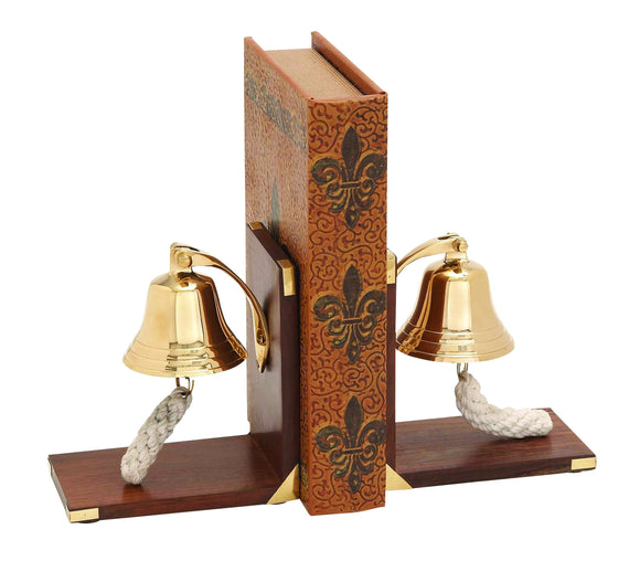 Wood Brass Bookend Pair 6