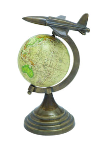 Globe with Sturdy Round Base & Aircraft on Top