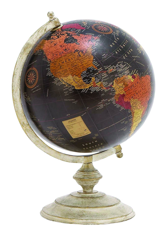 Metal Globe with Metallic Base & Glossy Polish