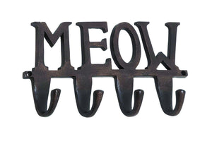 Aluminum Wall Hook Inscribed with the Word “Meow”