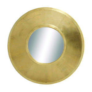 Wooden Brass Mirror with Tapering Convex Frame