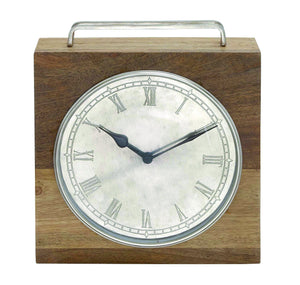 The Himalayan Wood Metal Sq Clock