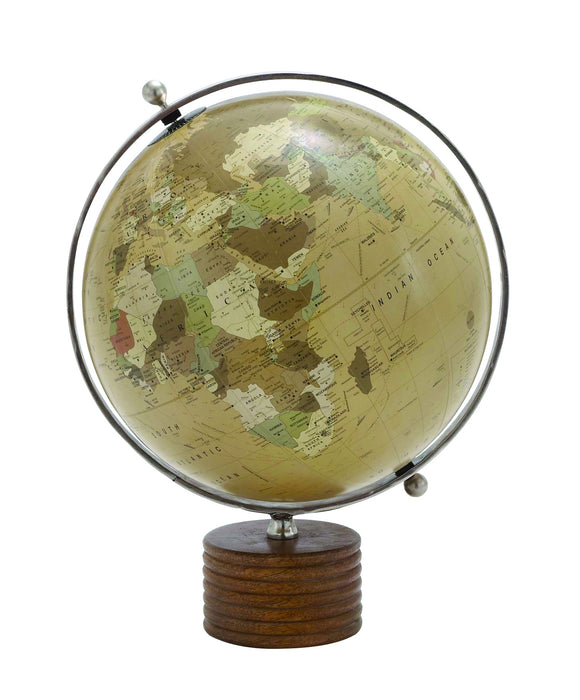 Elegant Metal Plastic Globe with Wooden Stand